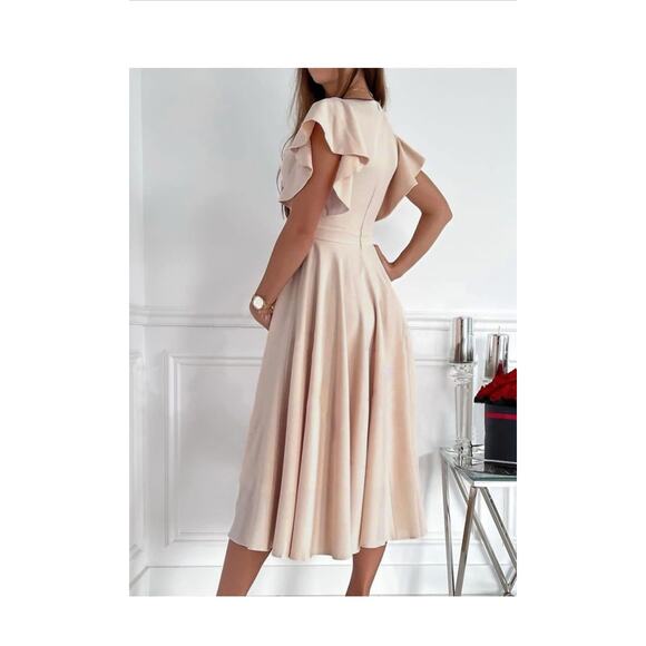 Dokotoo Women's V Neck Elegant Party Dress Short Sleeve Skater Dress SIZE XL - Picture 2 of 3